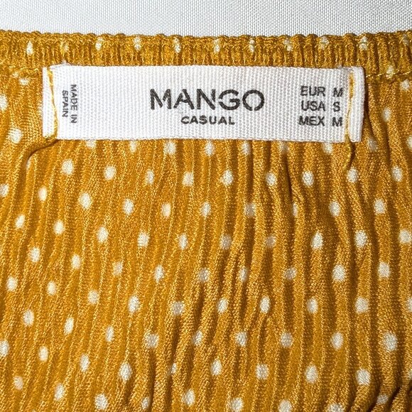 Mango | Cropped Wide Leg Polka Dot Jumpsuit in Mustard Yellow | Size Small - Picture 3 of 10